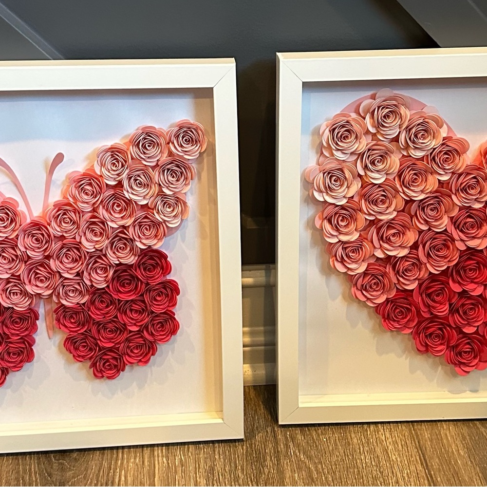 Butterfly and Heart Rose Wall Art